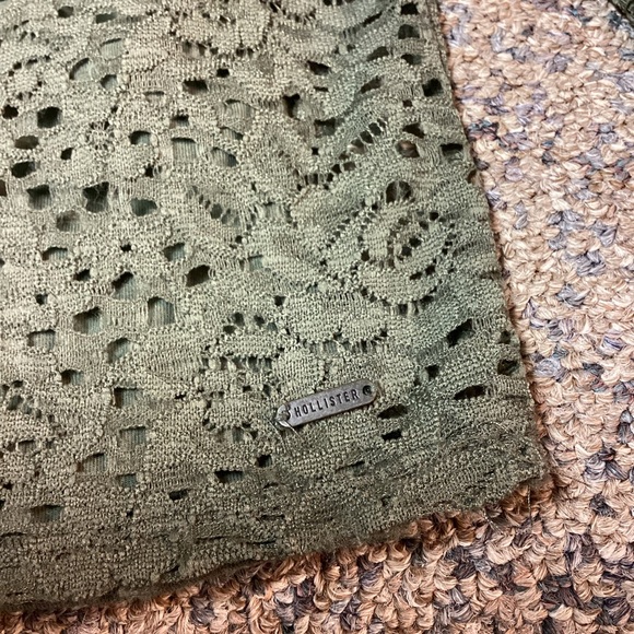 Hollister Olive Green Floral Lace Sheer Long Sleeve & Layering Tank Top Size XS - Picture 3 of 10